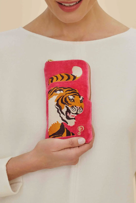 Velvet Embroidered Glasses Pouch - Thrill of the Tiger