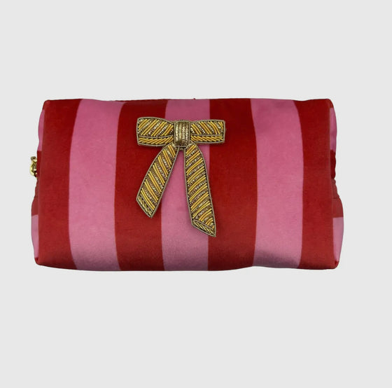 Striped Pink Make-up Bag Large