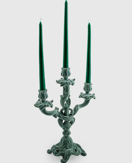 Light Grey/Blue Flock Candelabra