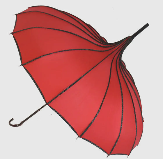 Red Ribbed Pagoda Umbrella