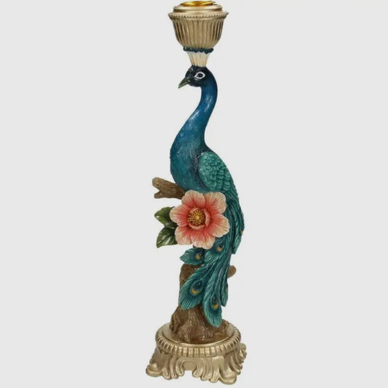 Shy Peacock Candle Holder