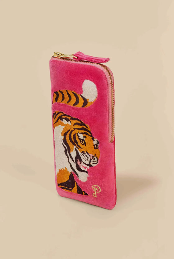 Velvet Embroidered Glasses Pouch - Thrill of the Tiger