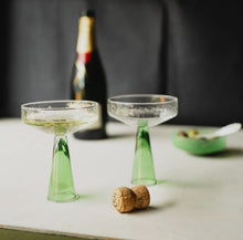  Green Champagne Coupe - Set of Two