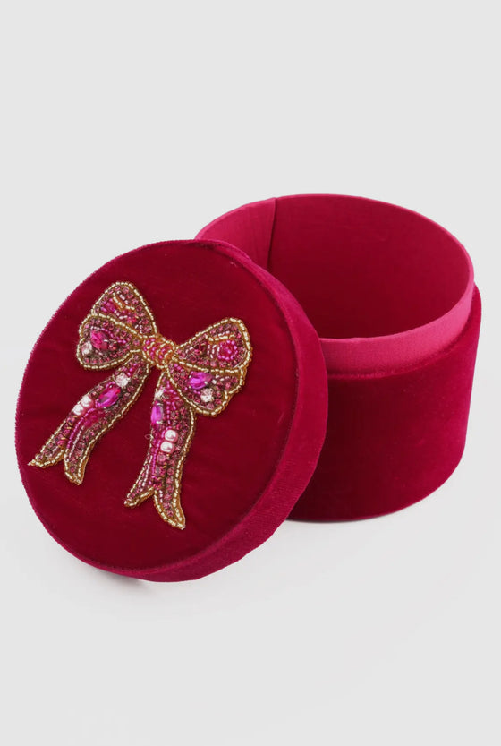 Pink Velvet Box and Embroided Bow