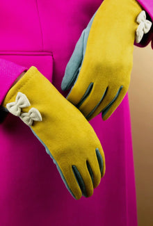  Abigail Gloves - Mustard/Denim