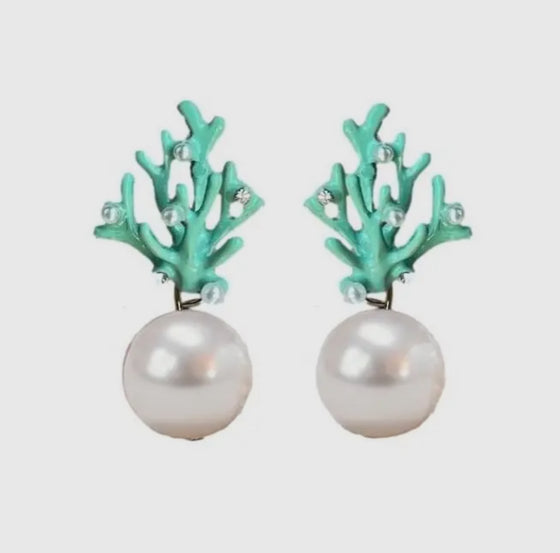 Green Coral Earrings