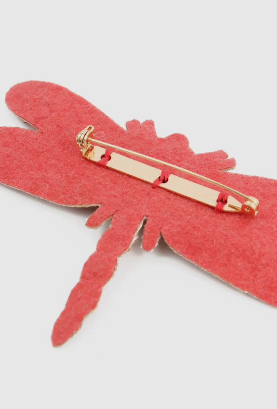 Pink Beaded Dragonfly Brooch