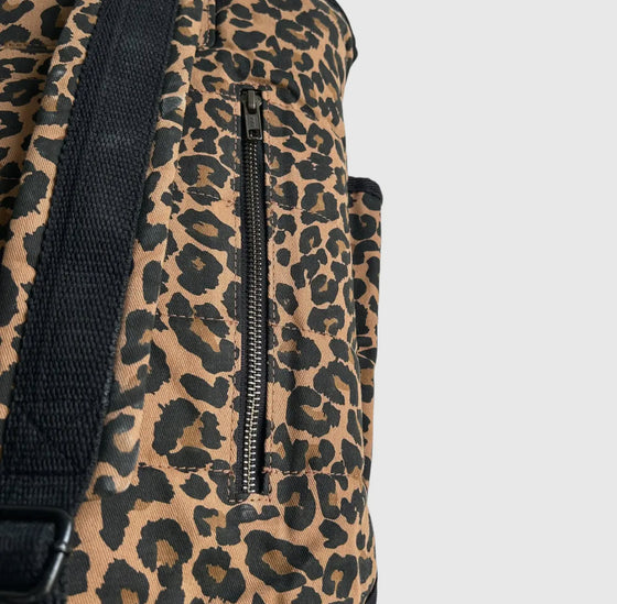 Leopard Print Backpack - Dark Brown