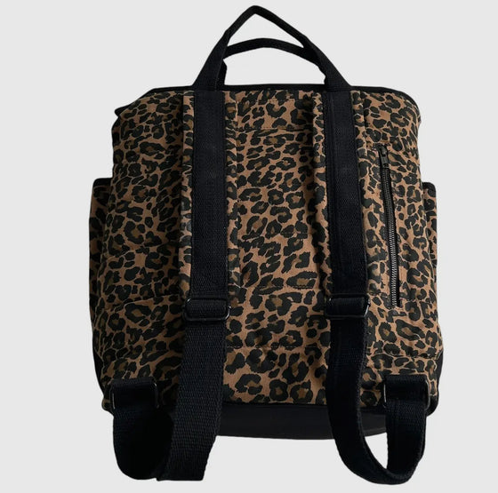 Leopard Print Backpack - Dark Brown