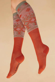  Faire Isle Diamond Boot Sock Tangerine